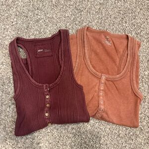 Aerie Ribbed Tank Tops in Burgundy and Rust
